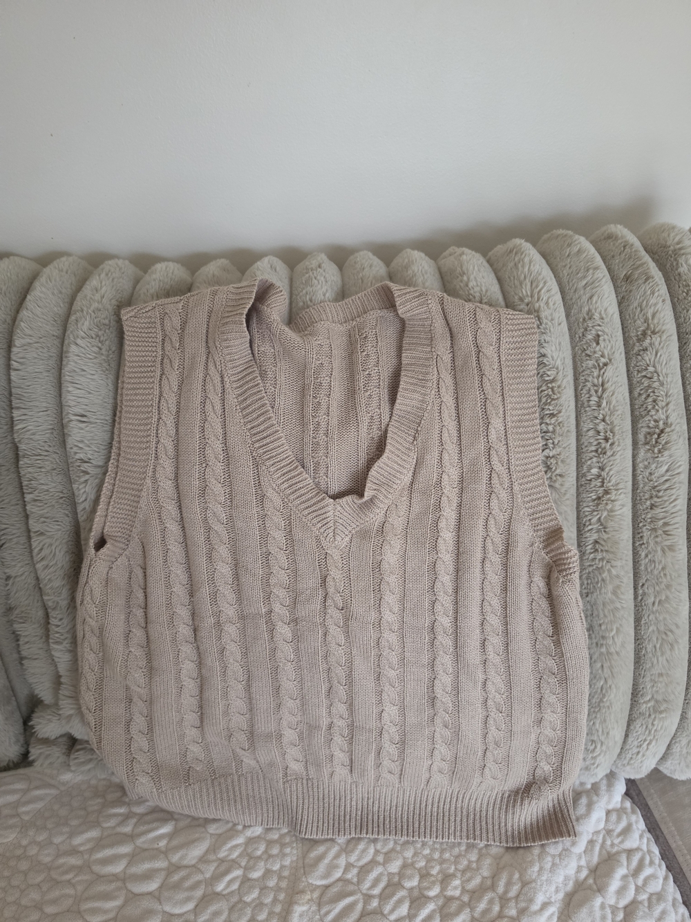 Women's V-Neck Vest in Beige